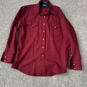 Pendleton Canyon Red Wool Shirt. Snap wool - men’s medium